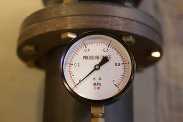 Pressure gauge, measuring instrument close up.