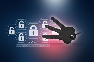 house protection key. 3D illustration