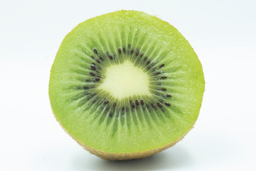 Naklejka na ściany i meble Ripe whole kiwi fruit and half kiwi fruit isolated on white background
