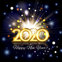 2020 golden number. Happy new year greeting card