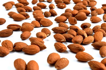 Almonds isolated on white background