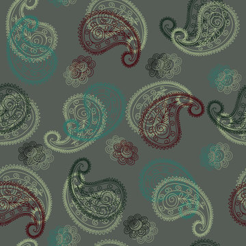 Peisley seamless pattern on grey background.