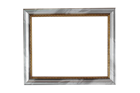 Silver picture frames pattern gold isolated on white background.