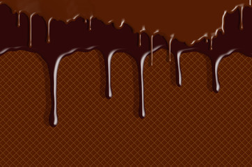 melted chocolate dripping on white background