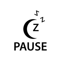 Pause with sleep icon, flat design. Vector Illustration on white background