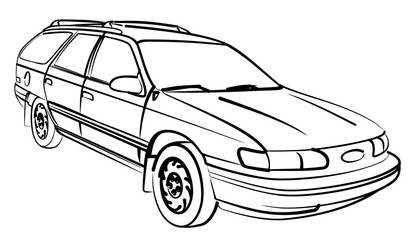 The Sketch of a old big car.