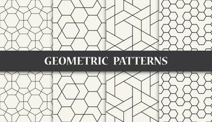 Fototapeta black and white geometric pattern set obraz