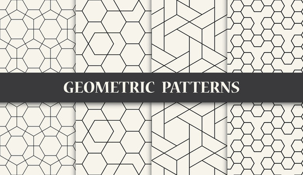 black and white geometric pattern set