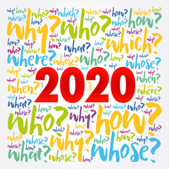 2020 year problem questions word cloud, business concept background