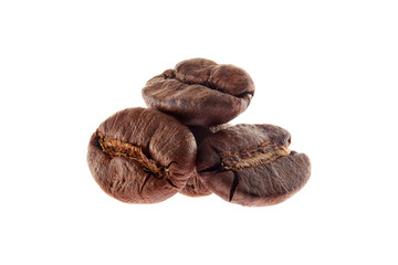 Roasted сoffee beans on a white background