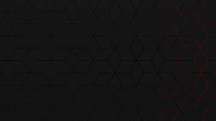 Black Geometric Background With Red Glowing Lines (3D Illustration)