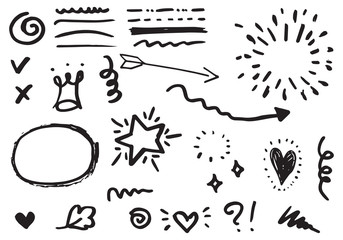 set of Hand drawn design elements. vector illustration.