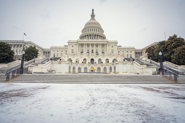 Winter Washington DC: US Capitol at winter day