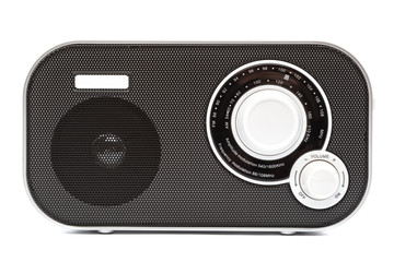 Stylish compact radio receiver isolated on white background