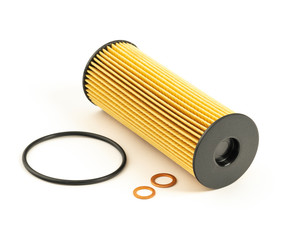 Oil , air , fuel filter for car on white background or isolated