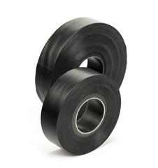 Black electrical tape on white background