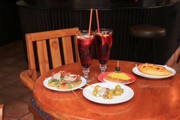 A Tapas Bar with Tapas and Sangria in Lloret de Mar, Catalonia - Spain