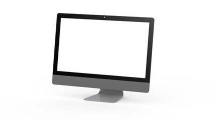 flat monitor white screen computer, pc display digital wide screen and slim 3d