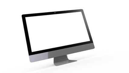 flat monitor white screen computer, pc display digital wide screen and slim 3d