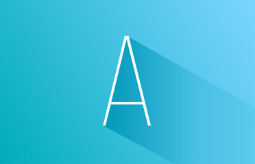 long shadow A logo letter alphabet for company icon design in white and blue