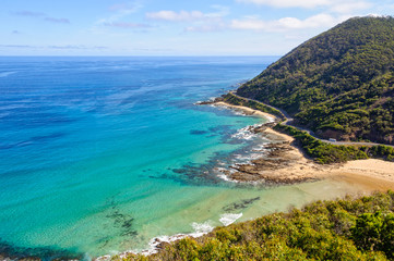 Majestic view of the Bass Strait and the Great Ocean Road  from Teddy's Lookout - Lorne, Victoria,...