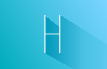 long shadow H logo letter alphabet for company icon design in white and blue