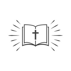 Fototapeta premium Bible book icon in black color on a white background