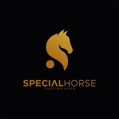 letter S for special horse logo design unique