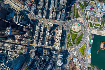 Top down view of Hong Kong city