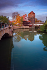 Fototapeta premium Nuremberg, Germany. Cityscape image of old town Nuremberg, Germany during autumn sunset.