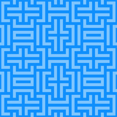 Vector colorful seamless geometric pattern. Bright techno texture. Repeating abstract digital blue background with creative shapes