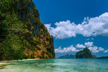 Plakat Vacation on beautiful tropical island, relax chill getaway enjoy summer in El Nido, Palawan island, Philippines