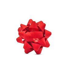 Red gift bow isolated on white background with clipping path.