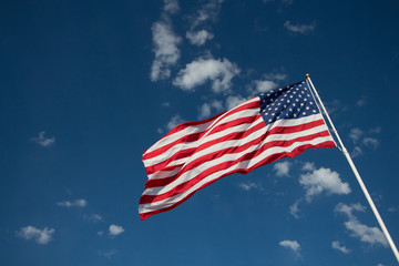 Flag of the United States of America blowing proudly in the wind.