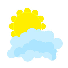 Flat sun and cloud Icon. Summer pictogram on white background. Sunlight symbol. Vector illustration, EPS10