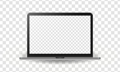 Realistic modern silver metal notebook isolated on transparent background. Digital display mockup template. Vector illustration