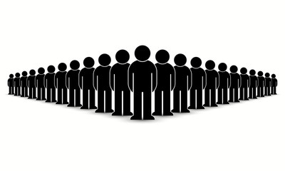 Pack of flat style people, family, couple, crowd icons isolated on white. Black infographics teamwork, leadership, personality, revolution, election, turn, administration, management concept. Vector