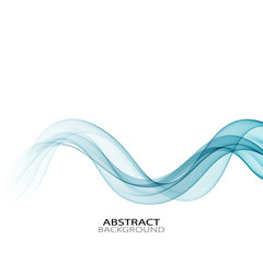 The movement of the blue lines of an elegant wave on a white background