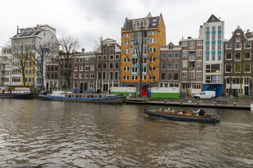 Fototapeta na wymiar View of Amsterdam during winter.