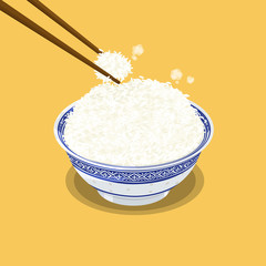 A illustration of Hong Kong style food Bowl of rice