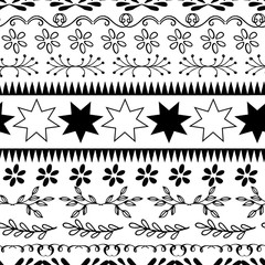 Vector hand drawn black and white doodle lines
