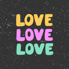 Love. Sticker for social media content. Vector hand drawn valentines day illustration design. 