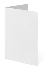 Blank folded flyer isolated on white with clipping path