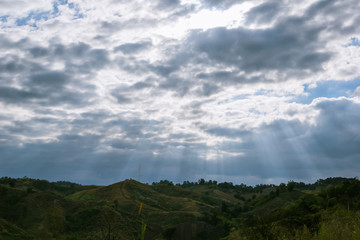 Light beam Sky and clouds on mountain