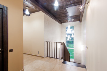 Russia, Moscow- May 29, 2019: interior room apartment. standard repair decoration in hostel. stairs, steps