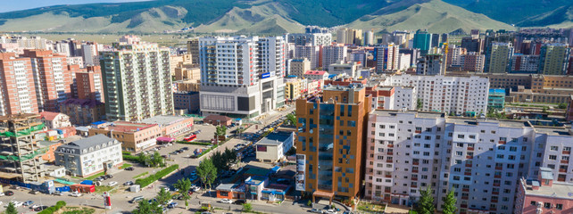 Plakat Aerial view of Ulaanbaatar, the capital of Mongolia, circa June 2019
