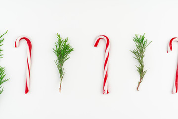 Candy cane Christmas pattern on white background