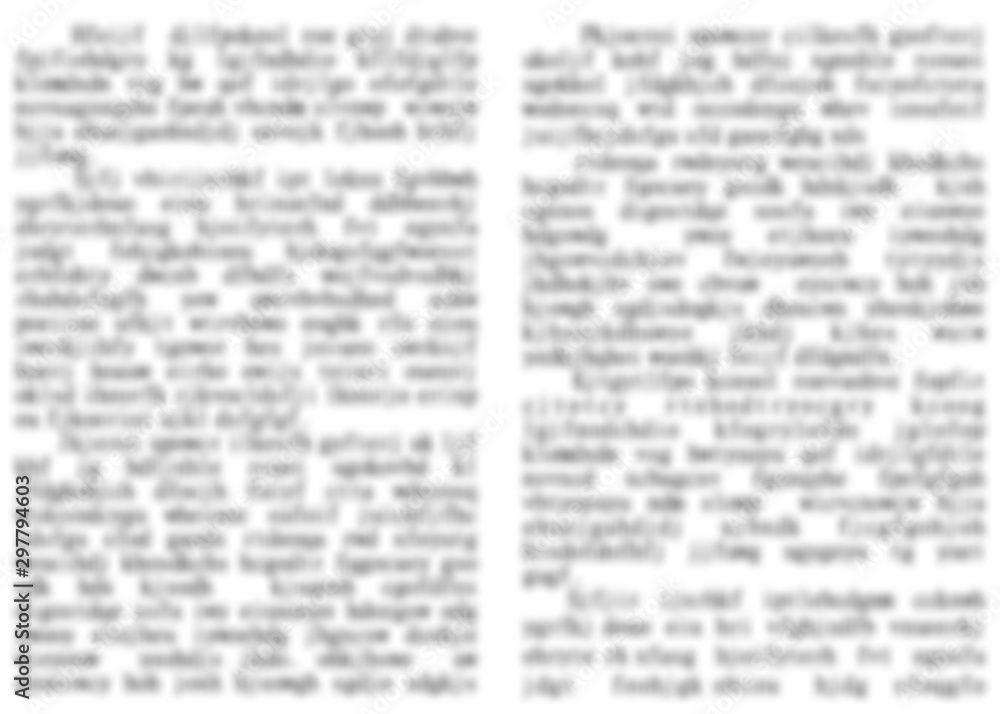 Aufkleber Newspaper print text blurred texture. Two columns template. Black and white background.