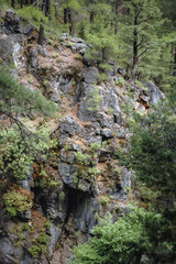 View from tourist trail to Samaria Gorge National Park of Greece on Crete island