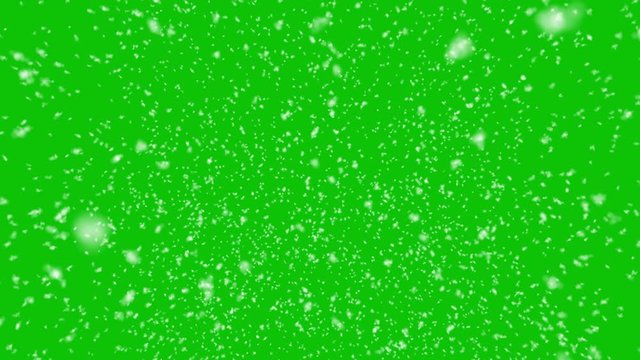Isolated realistic snow falling on a green screen background